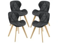 Lot De 4 Chaises Älmhult Simili 81 X 57 X 49 Cm Noir [en.casa]