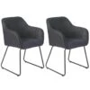AMANCA - Lot De 2 Fauteuils Tissu Gris Et Simili Noir -Deco.fr Soldes Boutique chaise 9250005