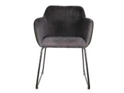 AMANCA - Lot De 2 Fauteuils Tissu Gris Et Simili Noir -Deco.fr Soldes Boutique chaise 9250011
