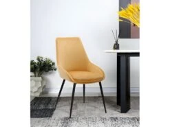 Lot De 2 Chaises En Velours Jaune Pieds En Métal Noir - JAZZY -Deco.fr Soldes Boutique chaise 9250167