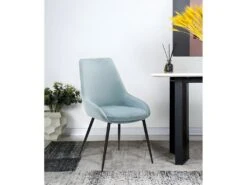 Lot De 2 Chaises En Velours Bleu Et Piètement En Métal Noir - JAZZY -Deco.fr Soldes Boutique chaise 9252291