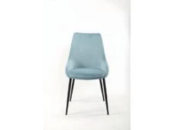 Lot De 2 Chaises En Velours Bleu Et Piètement En Métal Noir - JAZZY -Deco.fr Soldes Boutique chaise 9252293