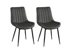 CAROLANN - Lot De 2 Chaises Grises Métal Et PVC