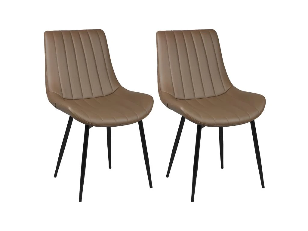 CAROLANN - Lot De 2 Chaises Taupe Métal Et PVC 1 CAROLANN - Lot De 2 Chaises Taupe Métal Et PVC