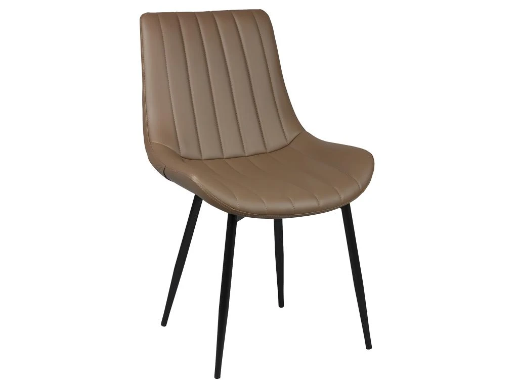 CAROLANN - Lot De 2 Chaises Taupe Métal Et PVC 2 CAROLANN - Lot De 2 Chaises Taupe Métal Et PVC – Image 2