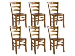 NAPLES - Lot De 6 Chaises Teinté Chêne Et Assises En Bois