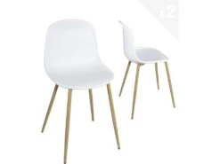 Lot De 2 Chaises De Cuisine Design YENI (blanc)