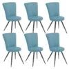 PARIL - Lot De 6 Chaises Matelassées Bleues -Deco.fr Soldes Boutique chaise 9532045