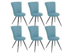 PARIL - Lot De 6 Chaises Matelassées Bleues