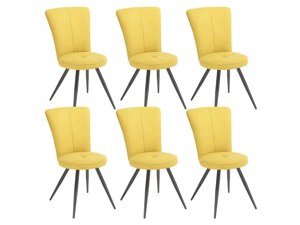 PARIL - Lot De 6 Chaises Matelassées Jaunes 1 PARIL - Lot De 6 Chaises Matelassées Jaunes