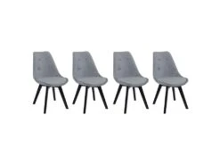 Lot De 4 Chaises En Velours NORA Grises Avec Coussin - HAPPY GARDEN -Deco.fr Soldes Boutique chaise 9533733