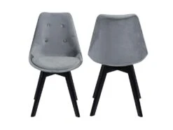 Lot De 4 Chaises En Velours NORA Grises Avec Coussin - HAPPY GARDEN -Deco.fr Soldes Boutique chaise 9533737