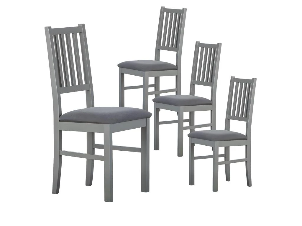 MELINA - Lot De 4 Chaises Bois Massif Gris 1 MELINA - Lot De 4 Chaises Bois Massif Gris