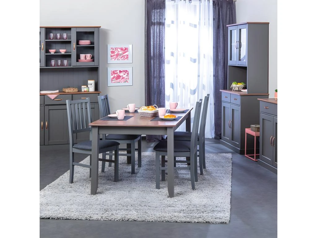 MELINA - Lot De 4 Chaises Bois Massif Gris 3 MELINA - Lot De 4 Chaises Bois Massif Gris – Image 3