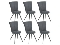 PARIL - Lot De 6 Chaises Matelassées Grises