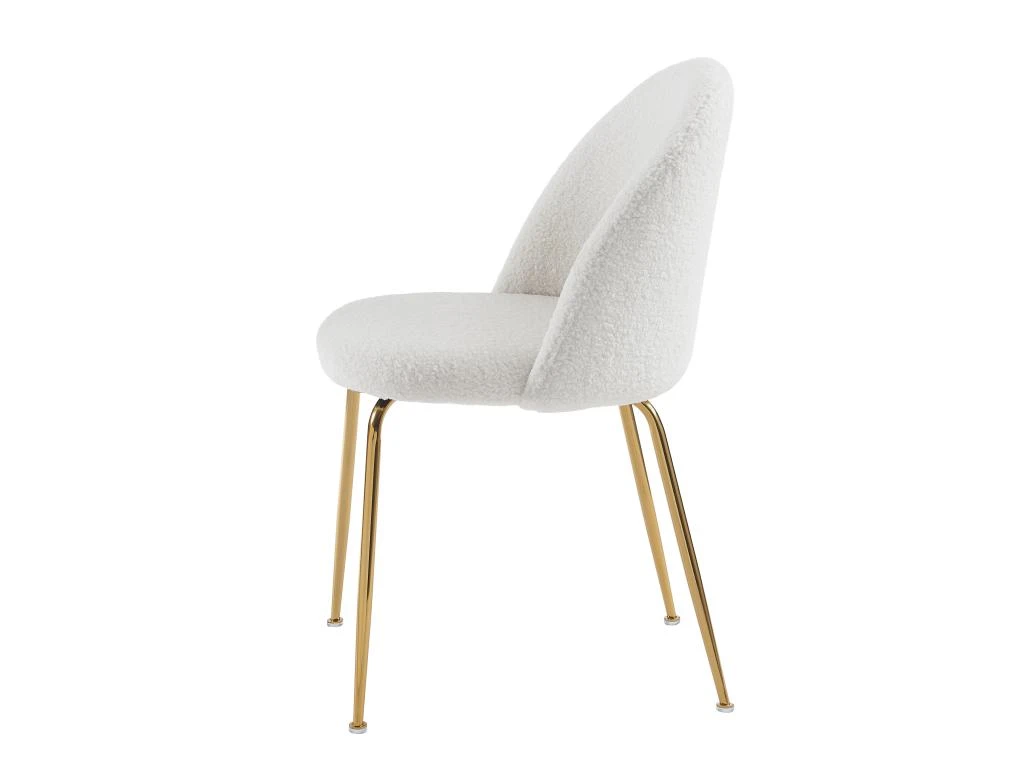 Lot De 6 Chaises - Tissu Bouclette Et Métal Doré - Blanc - MELBOURNE 9 Lot De 6 Chaises - Tissu Bouclette Et Métal Doré - Blanc - MELBOURNE – Image 9