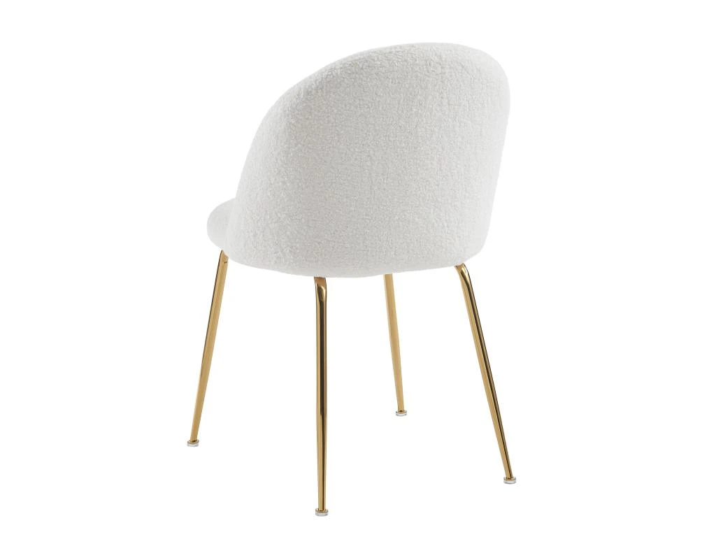 Lot De 6 Chaises - Tissu Bouclette Et Métal Doré - Blanc - MELBOURNE 3 Lot De 6 Chaises - Tissu Bouclette Et Métal Doré - Blanc - MELBOURNE – Image 3