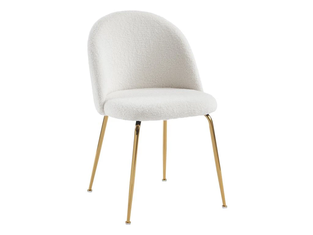 Lot De 6 Chaises - Tissu Bouclette Et Métal Doré - Blanc - MELBOURNE 7 Lot De 6 Chaises - Tissu Bouclette Et Métal Doré - Blanc - MELBOURNE – Image 7