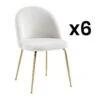 Lot De 6 Chaises - Tissu Bouclette Et Métal Doré - Blanc - MELBOURNE -Deco.fr Soldes Boutique chaise 9766051