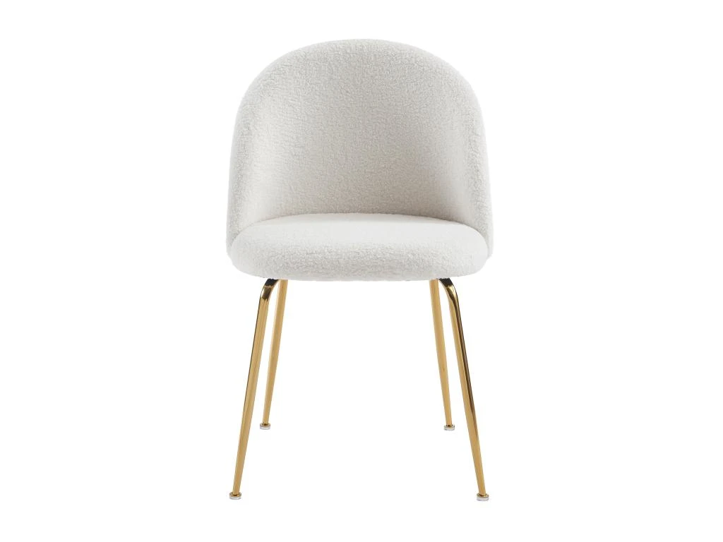 Lot De 6 Chaises - Tissu Bouclette Et Métal Doré - Blanc - MELBOURNE 6 Lot De 6 Chaises - Tissu Bouclette Et Métal Doré - Blanc - MELBOURNE – Image 6
