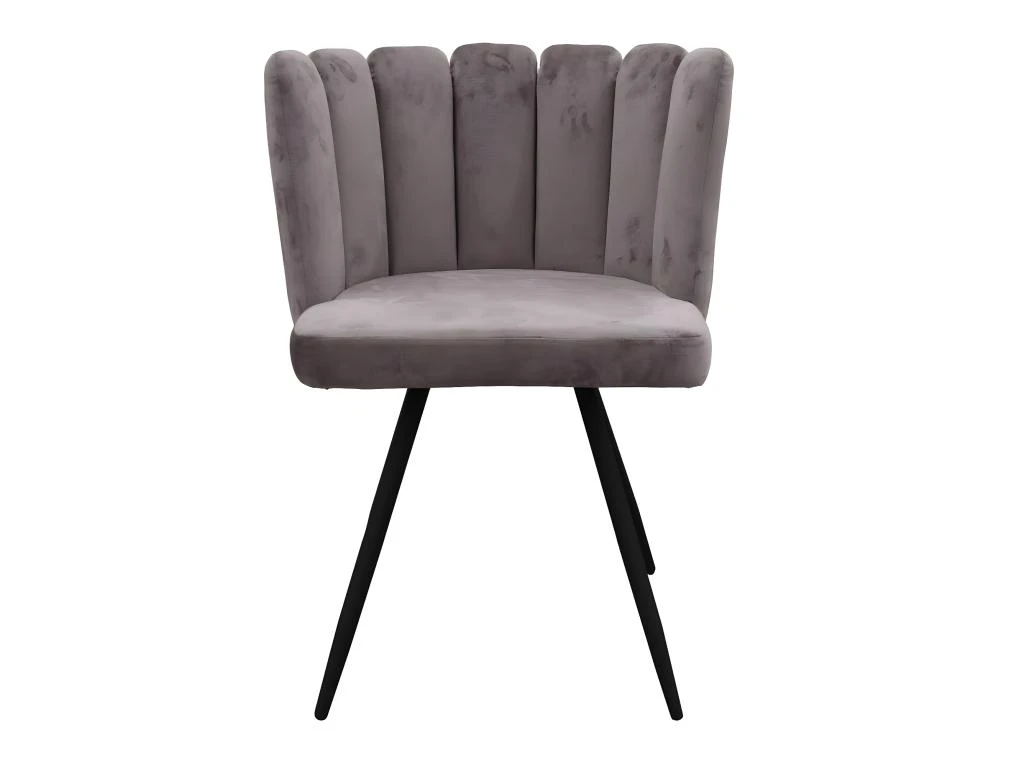 CHARLOTTE - Lot De 4 Chaises Velours Gris 3 CHARLOTTE - Lot De 4 Chaises Velours Gris – Image 3