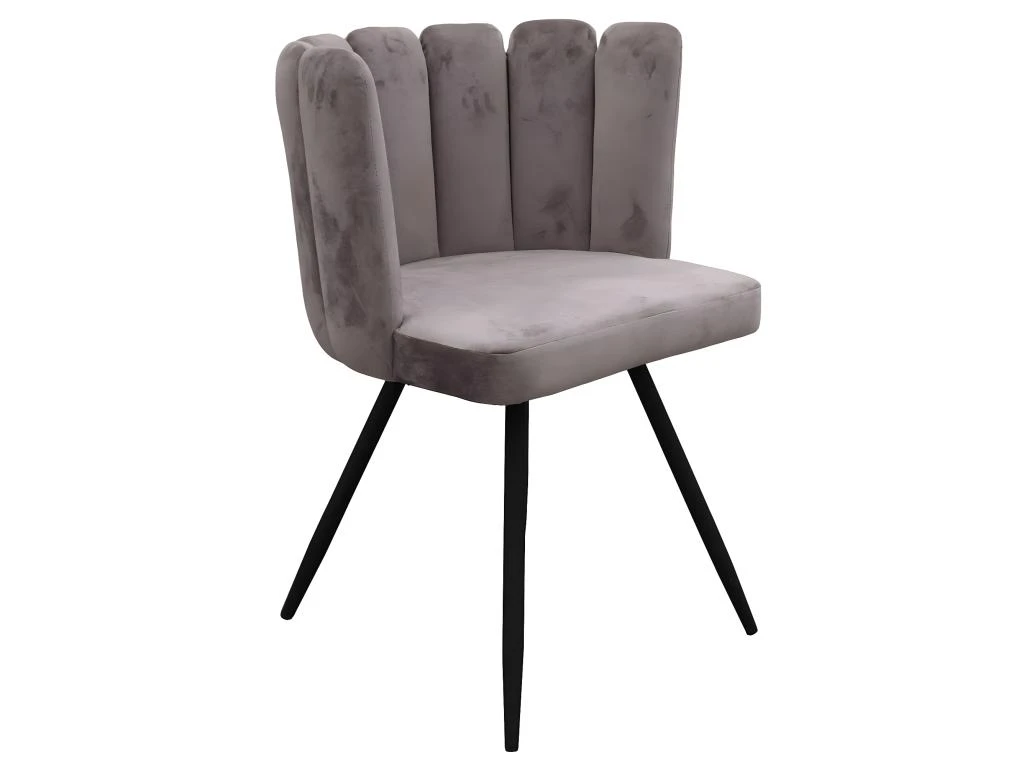 CHARLOTTE - Lot De 4 Chaises Velours Gris 5 CHARLOTTE - Lot De 4 Chaises Velours Gris – Image 5