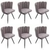 CHARLOTTE - Lot De 6 Chaises Velours Gris