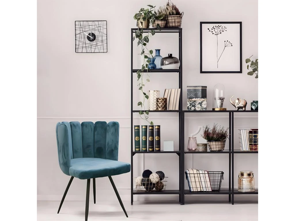 CHARLOTTE - Lot De 2 Chaises Velours Bleu 2 CHARLOTTE - Lot De 2 Chaises Velours Bleu – Image 2