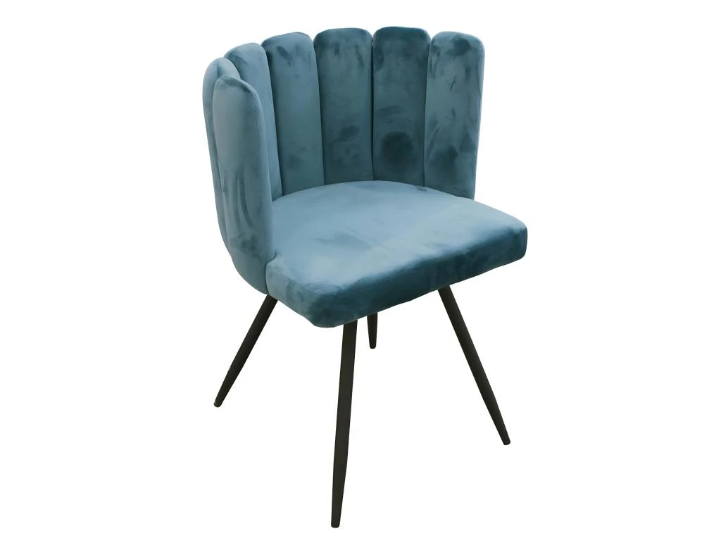 CHARLOTTE - Lot De 2 Chaises Velours Bleu 5 CHARLOTTE - Lot De 2 Chaises Velours Bleu – Image 5