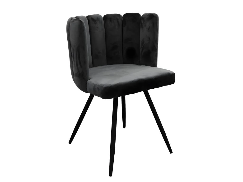 CHARLOTTE - Lot De 4 Chaises Velours Noir 5 CHARLOTTE - Lot De 4 Chaises Velours Noir – Image 5
