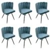 CHARLOTTE - Lot De 6 Chaises Velours Bleu -Deco.fr Soldes Boutique chaise 9830683