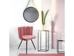 CHARLOTTE - Lot De 6 Chaises Velours Rose -Deco.fr Soldes Boutique chaise 9830769