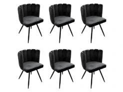 CHARLOTTE - Lot De 6 Chaises Velours Noir
