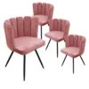 CHARLOTTE - Lot De 4 Chaises Velours Rose -Deco.fr Soldes Boutique chaise 9830793