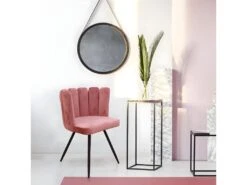 CHARLOTTE - Lot De 4 Chaises Velours Rose -Deco.fr Soldes Boutique chaise 9830799