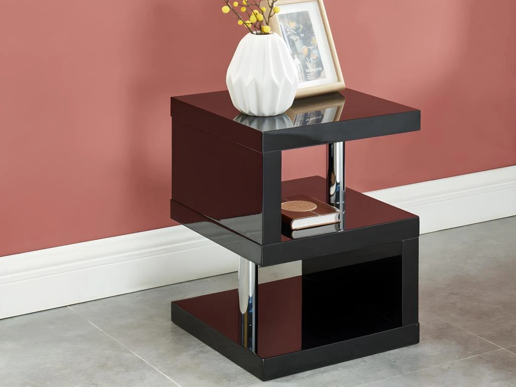 Table D'appoint LYLIA II - MDF Laqué - Avec LEDs - Noir 2 Table D'appoint LYLIA II - MDF Laqué - Avec LEDs - Noir – Image 2