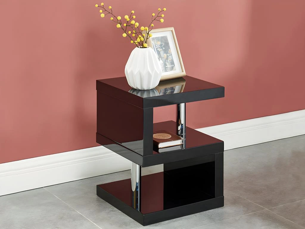 Table D'appoint LYLIA II - MDF Laqué - Avec LEDs - Noir 1 Table D'appoint LYLIA II - MDF Laqué - Avec LEDs - Noir