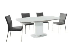 Ensemble Table + 4 Chaises TALICIA - Blanc Et Anthracite 14 Ensemble Table + 4 Chaises TALICIA - Blanc Et Anthracite -Deco.fr Soldes Boutique ensemble table chaises 329745