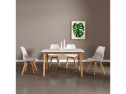 Ensemble Table Extensible 120/160cm HELGA Et 4 Chaises NORA Blanc - HAPPY GARDEN