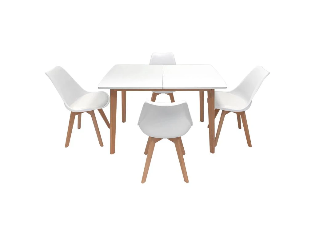 Ensemble Table Extensible 120/160cm HELGA Et 4 Chaises NORA Blanc - HAPPY GARDEN 2 Ensemble Table Extensible 120/160cm HELGA Et 4 Chaises NORA Blanc - HAPPY GARDEN – Image 2