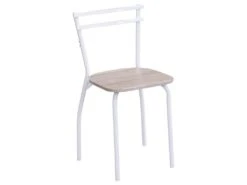 Ensemble Table + 4 Chaises En MDF Et Métal - Naturel Et Blanc - MAEWIN -Deco.fr Soldes Boutique ensemble table et chaise 12307405