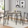 Ensemble Table + 4 Chaises En MDF Et Métal - Naturel Et Noir - FELONA
