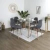 VERANA - Pack Table En Verre + 4 Chaises Gris Chiné Foncé -Deco.fr Soldes Boutique ensemble table et chaise 12600025