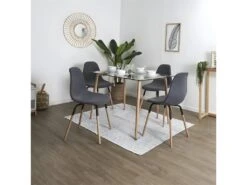 VERANA - Pack Table En Verre + 4 Chaises Gris Chiné Foncé