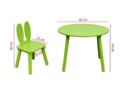 Ensemble De Table Et 2 Chaises Pour Enfants En Bois Verte -Deco.fr Soldes Boutique ensemble table et chaise 12611129
