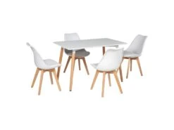 Ensemble Table Rectangulaire 120cm PIA Et 4 Chaises NORA Blanc - HAPPY GARDEN