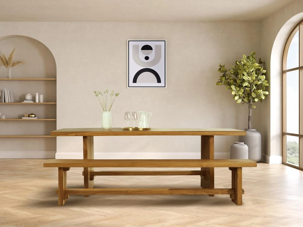 Ensemble Table + Banc - Coloris : Naturel - LENIDA 1 Ensemble Table + Banc - Coloris : Naturel - LENIDA