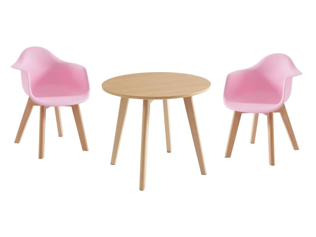 Ensemble Table Enfant LOULOUNE + 2 Chaises POUPINETTE - Naturel Et Rose 2 Ensemble Table Enfant LOULOUNE + 2 Chaises POUPINETTE - Naturel Et Rose – Image 2