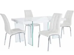 Travis 160 Cm 4 Lila Blanc -Deco.fr Soldes Boutique ensemble table et chaise 21737149