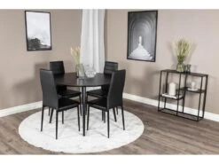 DippØ115BLBL Ensemble Table, Table Noir Et 4 Slim High Back Chaises Similicuir PU Noir. -Deco.fr Soldes Boutique ensemble table et chaise 22190339